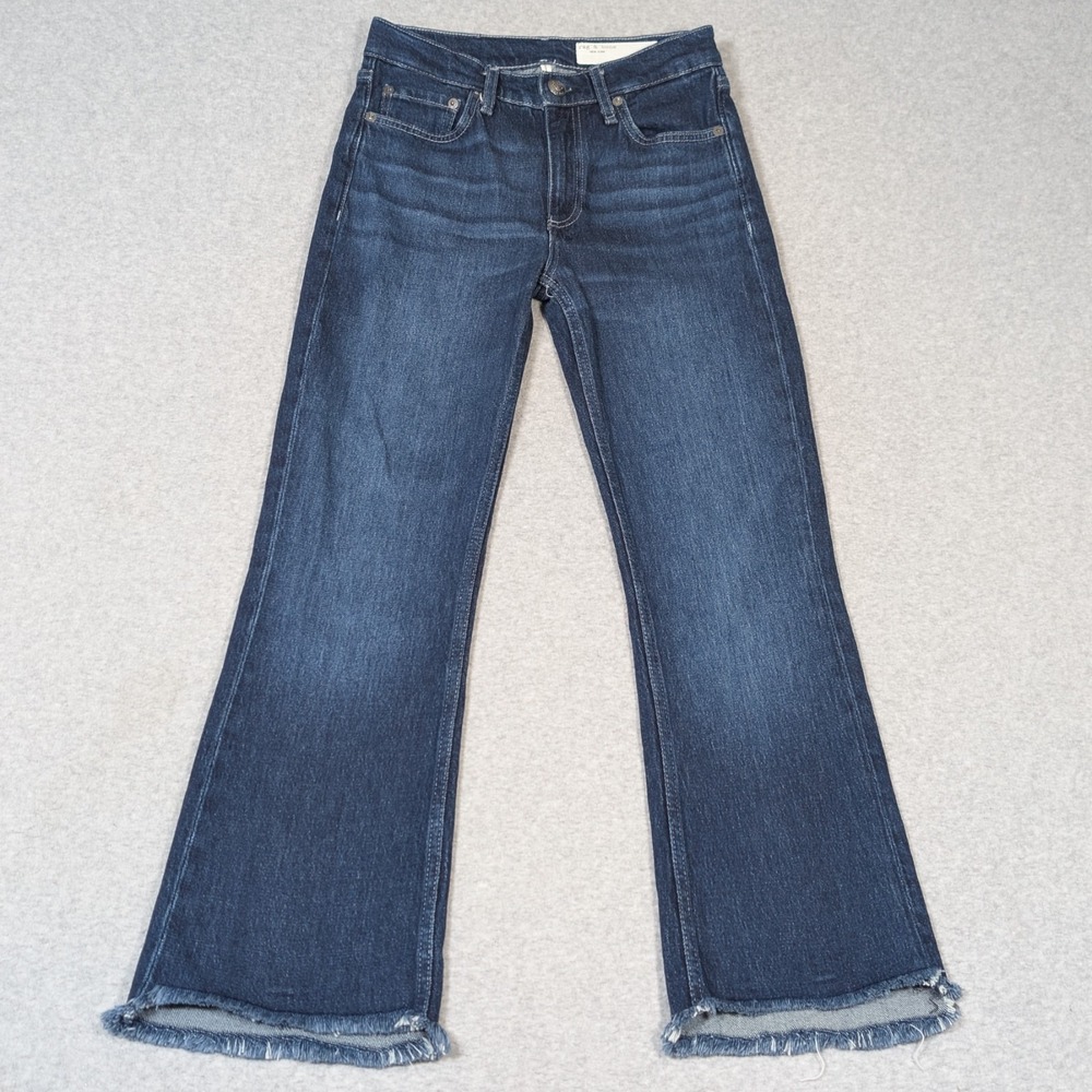 Rag & Bone Peyton Jeans Womens Size 25x27.5 Mid Rise Bootcut Full Length Raw Hem